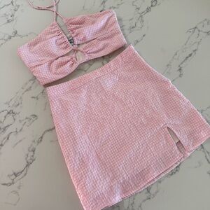 Princess Polly Pink Gingham Seersucker Skirt Set